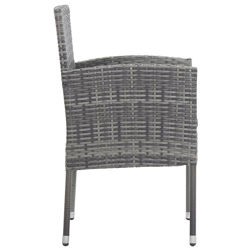 Tuinstoelen – Tuinstoel Outdoor – Inklapbare Stoel – Loungestoel – Stapelbare Tuinstoel – Polyrattan Grijs – Set van 2 – Weerbestendig & Comfortabele Donkergrijze Kussens