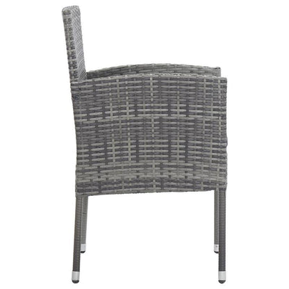 Tuinstoelen – Tuinstoel Outdoor – Inklapbare Stoel – Loungestoel – Stapelbare Tuinstoel – Polyrattan Grijs – Set van 2 – Weerbestendig & Comfortabele Donkergrijze Kussens
