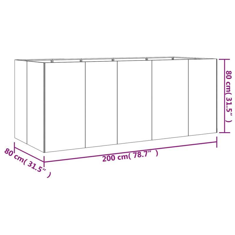 Plantenbak – Bloembak – Moestuinbak – Kweekbak – Bloempot – Verhoogd – Cortenstaal – 200x80x80 cm – Weerbestendig – Duurzaam
