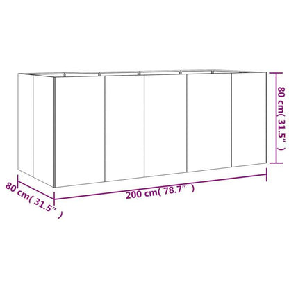 Plantenbak – Bloembak – Moestuinbak – Kweekbak – Bloempot – Verhoogd – Cortenstaal – 200x80x80 cm – Weerbestendig – Duurzaam
