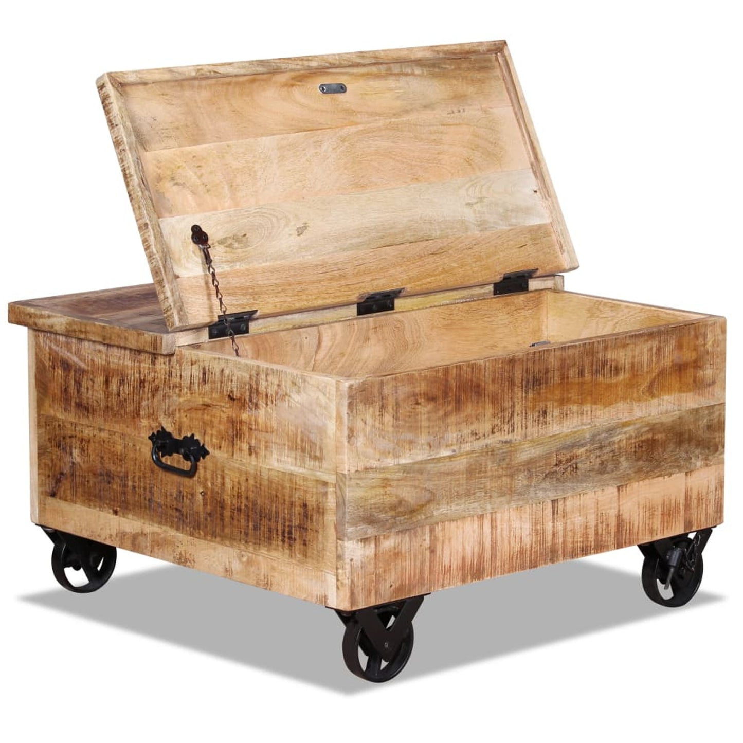 Salontafel – Koffietafel – Woonkamertafel – Bijzettafel – Eettafel – Ruw Mangohout – 70x70x40 cm – 5 Lades + Groot Opbergvak