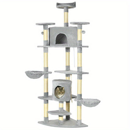 Krabpaal – Kattenboom – Kattenmeubel – Krabmeubel – Kattenhuis – XXL 200 cm Hoog – Imitatie Henneptouw – Geschikt Voor Meerdere Katten