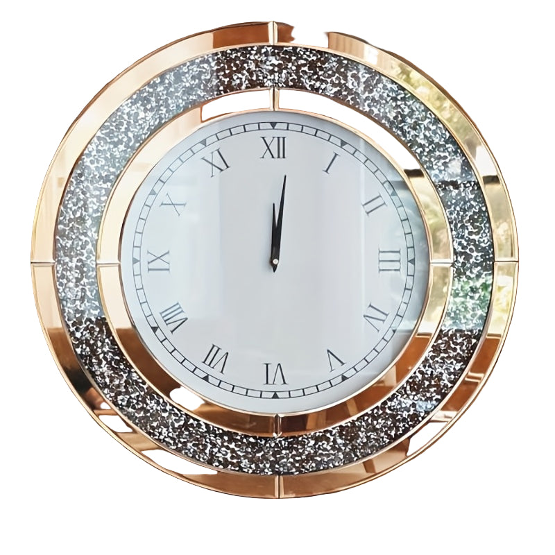 Wandklok – Spiegelklok – Muurklok – Klok Rond – Grote Wandklok – 60 cm – Stil Quartz Uurwerk – Kristallen Inleg