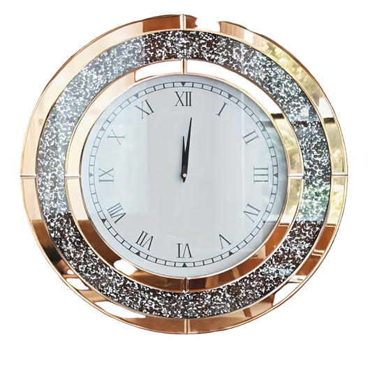 Wandklok – Spiegelklok – Muurklok – Klok Rond – Grote Wandklok – 60 cm – Stil Quartz Uurwerk – Kristallen Inleg