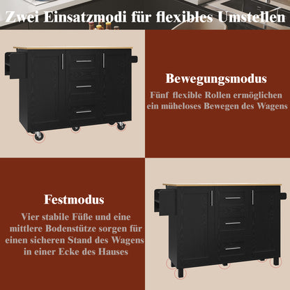 Keukenwagen – Keukentrolley – Keukenkar – Keukenmeubel – Keukenkast – Klapbare Zijpanelen – Houtlook Werkblad Met Wieltjes