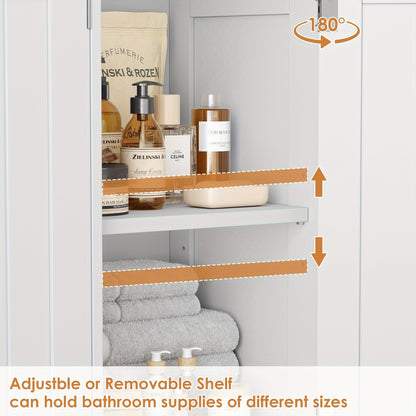 Kealive White 3-Door Modern Bathroom Cabinet with Adjustable Shelves & Doors - Vanity Unit, White, Golden-Toned Knobs, Space-Saving Storage for Bathrooms, Easy Assembly (Fits Small/Large Bathrooms)