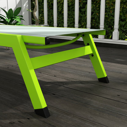 Ligbed – Ligstoel – Zonnebed – Relaxstoel – Tuinstoel – Aluminium Frame – Verstelbare Rugleuning Met Wielen – Textilene Groen
