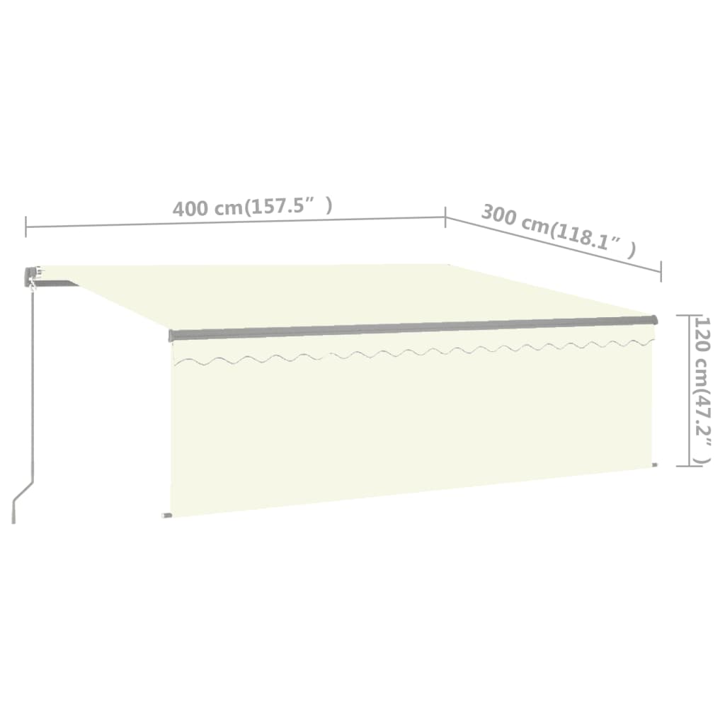 Zonnescherm Uitschuifbaar – Zonwering – Overkapping – Schaduwdoek – Patio Zeil – Aluminium Frame – 4x3 Meter Crème