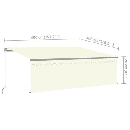 Zonnescherm Uitschuifbaar – Zonwering – Overkapping – Schaduwdoek – Patio Zeil – Aluminium Frame – 4x3 Meter Crème