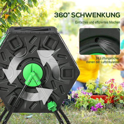 Compostbak – Composteerbak – Compostcontainer – Tuincompost – Keukencompost – 65 Liter Inhoud – 360° Draaibaar Ontwerp