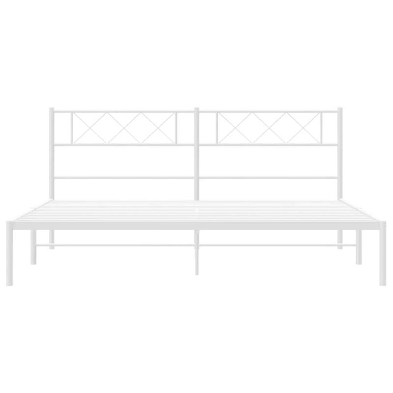 Bedframe – Metalen Bedframe – Stalen Bedframe – Slaapbank – Ledikant – Wit Hoofdbord – 160x200 cm – Stevig en Stijlvol