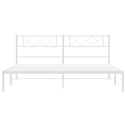 Bedframe – Metalen Bedframe – Stalen Bedframe – Slaapbank – Ledikant – Wit Hoofdbord – 160x200 cm – Stevig en Stijlvol