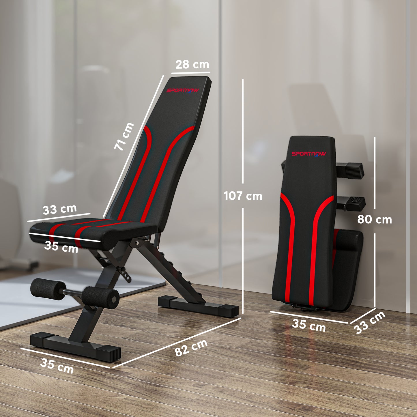 Fitnessbank – Inklapbare Trainingsbank – Krachtbank – Dumbbellbank – Workoutbank – Zes Verstelbare Rugleuningstanden – Stevig Gepoedercoat Stalen Frame – Zwart