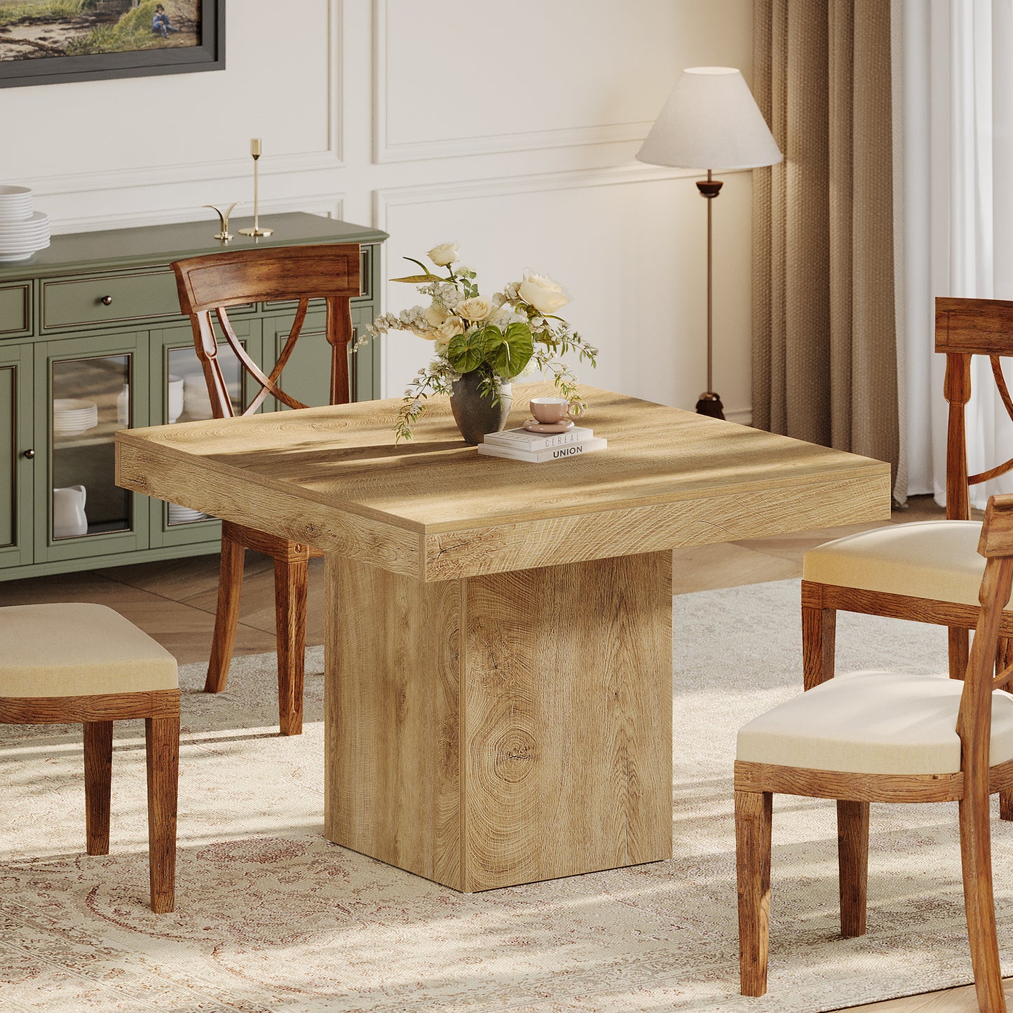 Eettafel – Tafel – Keukentafel – Vierkante Tafel – Eetkamertafel – 100x100 cm – Lichtbruin Hout – Stevig Dik Blad