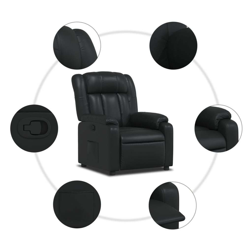 Elektrische Relaxstoel – Relaxfauteuil – Elektrisch Verstelbare Stoel – TV Stoel – Fauteuil – Zwart – Verstelbare Rugleuning Tot 135° – Kunstleren Bekleding