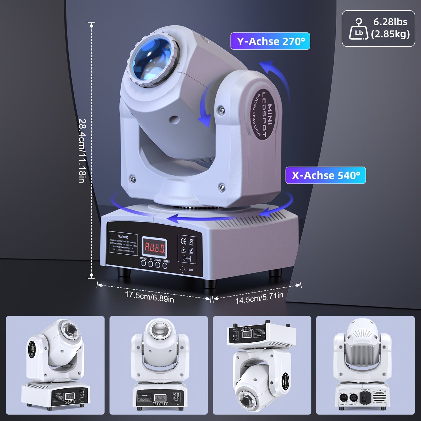 120W LED Moving Head – DJ Verlichting – Discotheek Lampen – Podium Spot – RGBW Kleurmenging – 4 Stuks Set – 7+1 Kleuren- en Gobopatronen – DMX512 Bediening