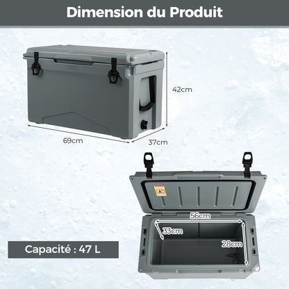 Koelbox – Thermotas – Coolbag – Koeltas – Campingkoelbox – Stevige Isolatie – Ingebouwde Liniaal & Flesopener – 47 Liter – Duurzaam LLDPE