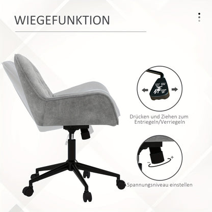Draaifauteuil – Loungestoel – Bureaustoel – Werkstoel – Stoel – Lichtgrijs Velvet – Verstelbare Zithoogte – Ergonomisch Design