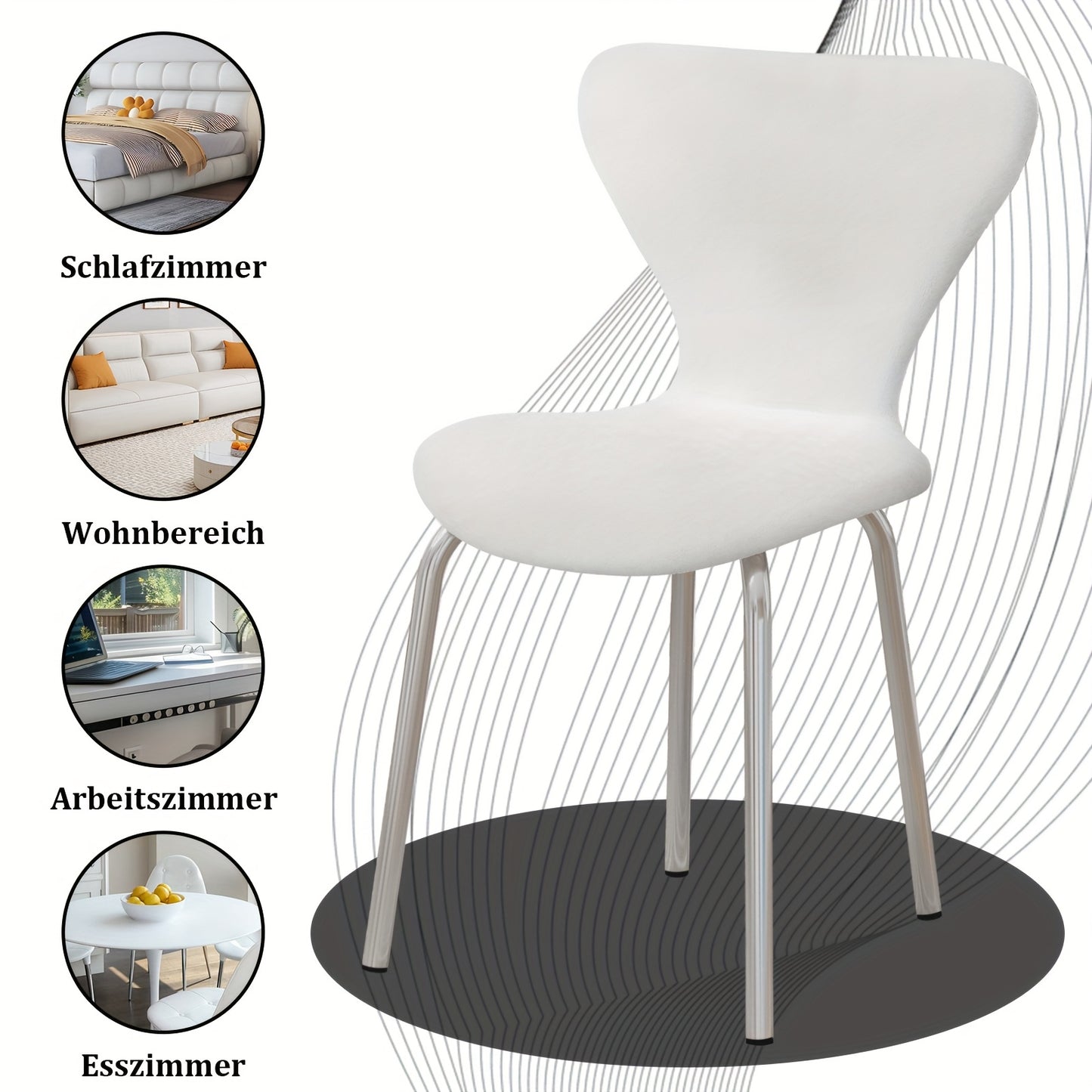 Eetkamerstoel – Kuipstoel – Barkruk – Keukenstoel – Stoel – Luxe Witte Velvet Bekleding – Zilverkleurig Metalen Onderstel