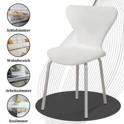 Eetkamerstoel – Kuipstoel – Barkruk – Keukenstoel – Stoel – Luxe Witte Velvet Bekleding – Zilverkleurig Metalen Onderstel