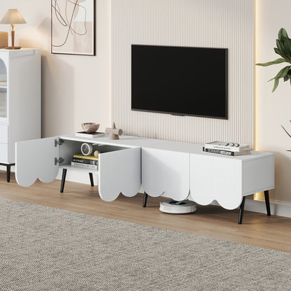 TV Meubel – Tv Kast – Tv Dressoir – Tv Stand – Media Meubel – Wit – Uniek Design – Kabelbeheer – Geschikt Voor Tv Tot 203,2 cm