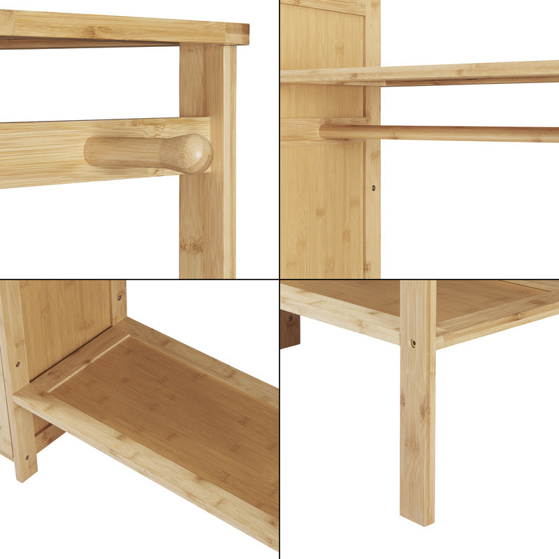Kledingrek – Garderoberek – Kledingstang – Dressboy – Opbergkast – Bamboehout – 164x99x29 cm – Ventilatieroosters & Schoenenrek