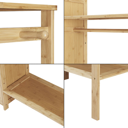 Kledingrek – Garderoberek – Kledingstang – Dressboy – Opbergkast – Bamboehout – 164x99x29 cm – Ventilatieroosters & Schoenenrek