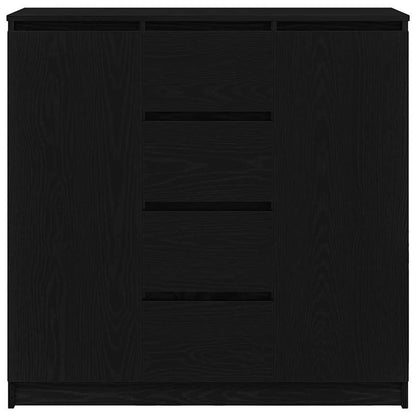 Dressoir – Sideboard – Opbergkast – Ladekast – Commode – Zwart Eiken – MDF Chipboard – Praktisch Met Lades 100,5x35x98,5 cm