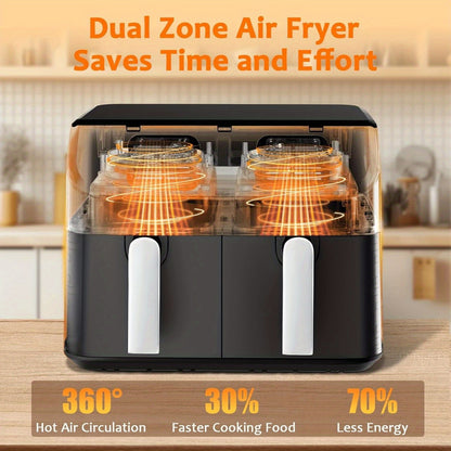 Airfryer – Heteluchtfriteuse – Friteuse – Dubbele Airfryer – Gezonde Airfryer Zwart – 9L Capaciteit – 8-in-1 Kookprogramma’s