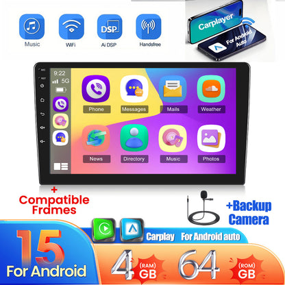 Android 15 Autoradio – Car Radio – Multimedia Speler – Navigatiesysteem – Touchscreen Radio – 9 Inch Scherm – Draadloos CarPlay & Android Auto – Inclusief AHD Achteruitrijcamera