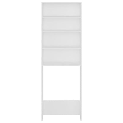 Wasmachinekast – Opbergkast – Bergkast – Kast Met Planken – Hoekoplossing – Classic Wit – 64x24x190 cm
