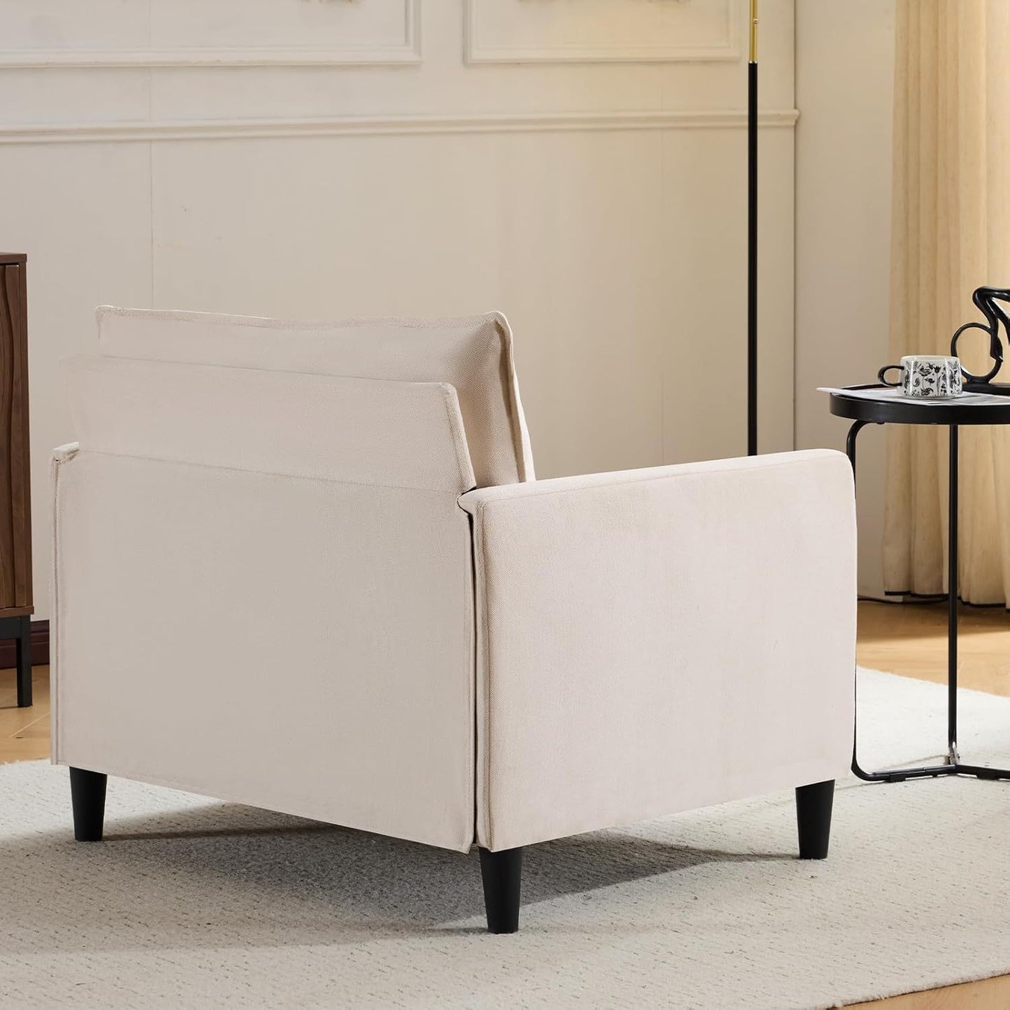 Lounge Stoel – Fauteuil – Relaxstoel – Loungestoel – Woonkamerstoel – Hoogwaardig Traagschuim – Stevig Houten Frame – Beige