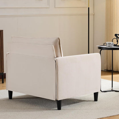 Lounge Stoel – Fauteuil – Relaxstoel – Loungestoel – Woonkamerstoel – Hoogwaardig Traagschuim – Stevig Houten Frame – Beige