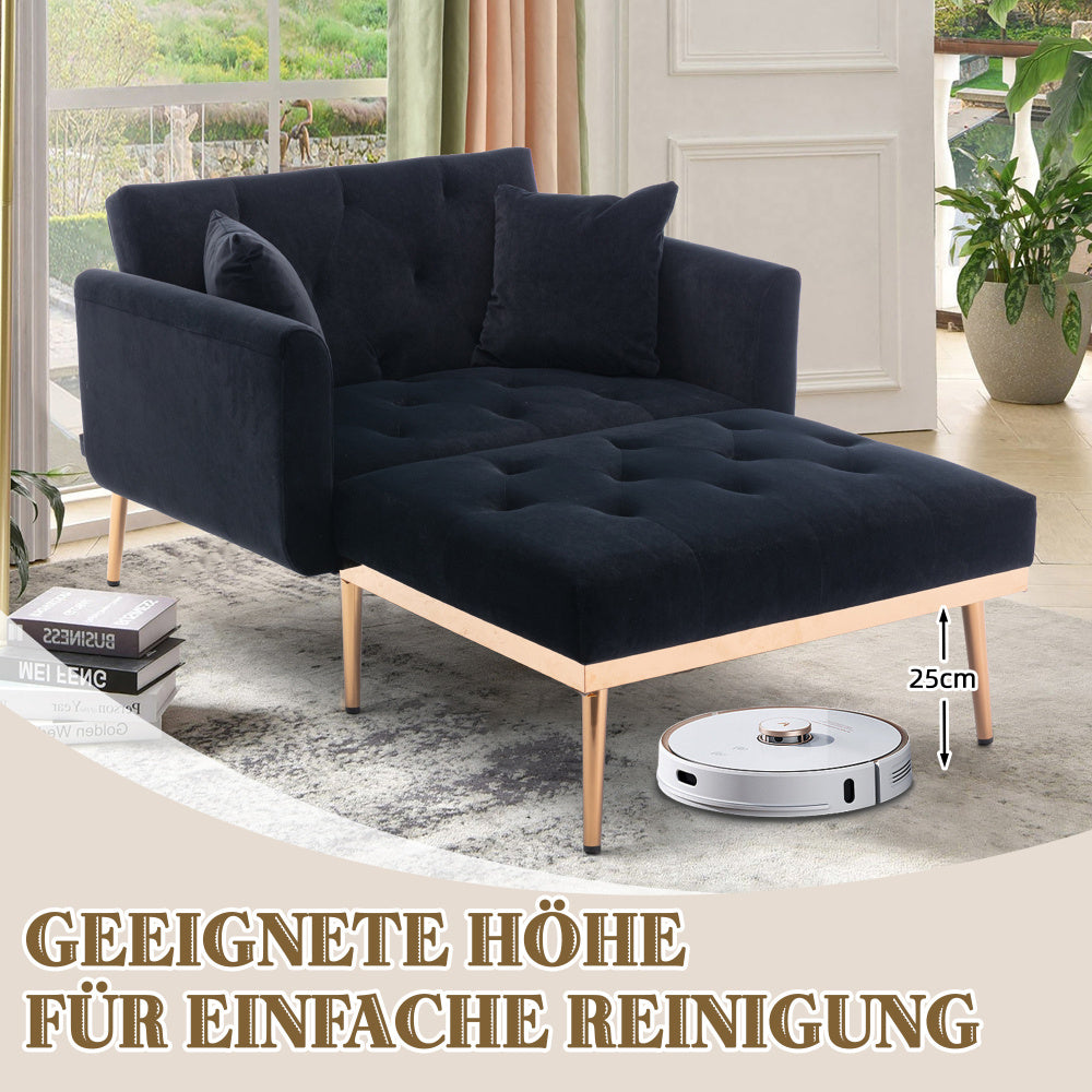 Relaxstoel – Verstelbare Fauteuil – Loungestoel – Schommelstoel – Ligstoel – Zwart Fluweel – Verstelbare Rugleuning 3 Standen – Robuust Metalen Frame 220 kg Draagkracht