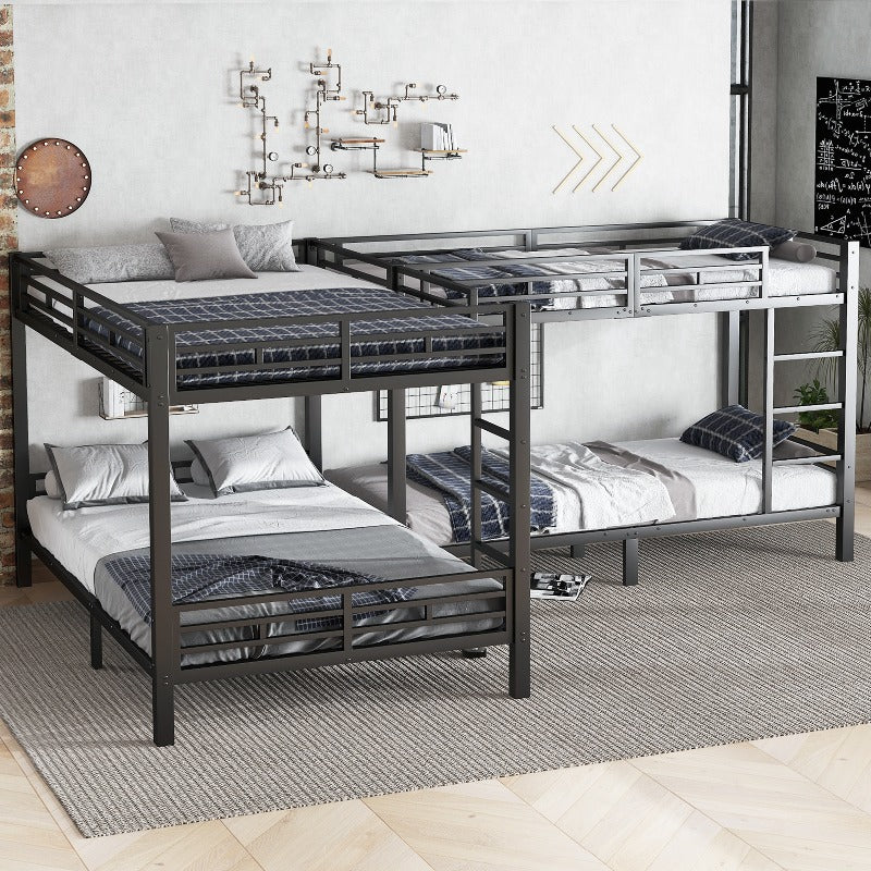 Stalen Stapelbed – Hoogslaper – Twee-onder-een-kap Bed – Bunkbed – Tienerbed – Ruimtebesparend – Stevig Lattenbodem – 90x200 & 140x200 cm