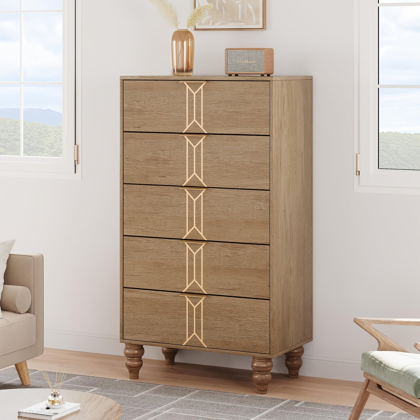 Ladekast – Opbergkast – Kast – Dressoir – Kledingkast – Vrijstaand – Eikenhout – Diepe Lades – Ruimtebesparend – Vintage Design