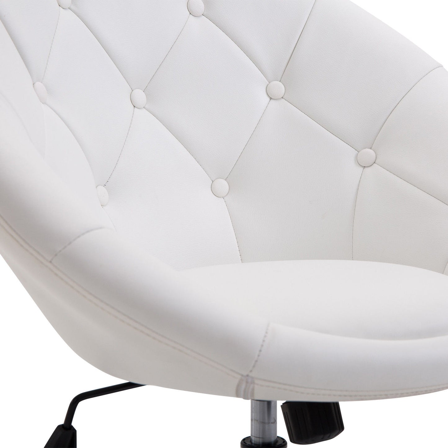 Bureaustoel – Draaistoel – Werkstoel – Bureaustoel Met Wieltjes – Bureaustoel Kunstleer – Wit – Verstelbare Zithoogte 42-54 Cm – Kantelmechanisme Voor Extra Comfort