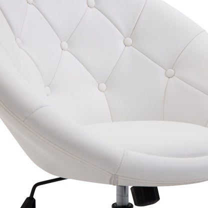 Bureaustoel – Draaistoel – Werkstoel – Bureaustoel Met Wieltjes – Bureaustoel Kunstleer – Wit – Verstelbare Zithoogte 42-54 Cm – Kantelmechanisme Voor Extra Comfort
