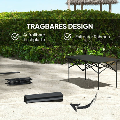 Tuinpicknicktafel – Picknicktafel – Campingtafel – Balkontafel – Inklapbare Tuintafel – Lichtgewicht Aluminium X-Frame – Rollend Kunststof Tafelblad 95x55 cm