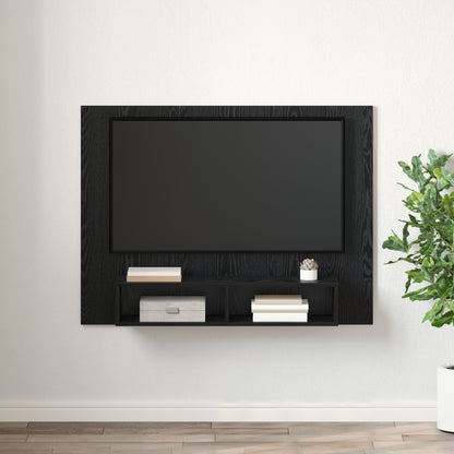 TOMSHOO TV Cabinet, Entertainment cabinet, Wall TV Cabinet Black oak 120 x 23.5 x 90cm Engineered Wood, Entertainment Center, Television and media furniture