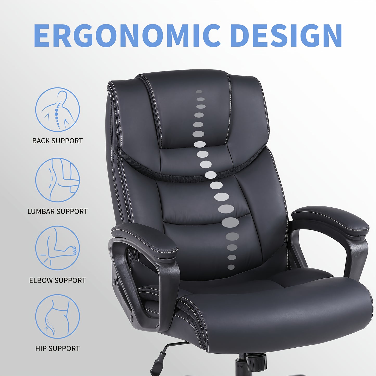 Bureaustoel – Ergonomische Stoel – Kantoorstoel – Office Chair – Draaistoel – Hoge Rugleuning – Memory Foam Zitting – Metalen Frame