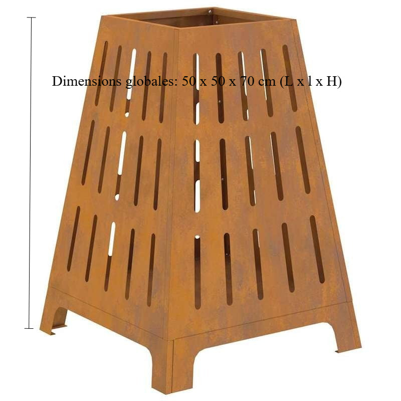 Buitenhaard – Tuinhaard – Vuurkorf – Terrashaard – Houtkachel – Bruin Metaal – 50x50x70 cm – Duurzaam & Weerbestendig
