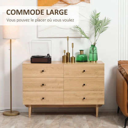 Commode – Ladekast – Opbergkast – Dressoir – Kast – 6 Lades – Massief Houten Poten – Compact Formaat 120x40x80 cm