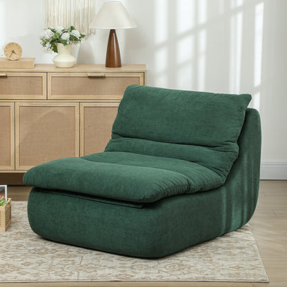 HOMCOM 1-Seater Lazy Sofa Floor Chair with Ultra-High Density Monobloc Foam, Lounge Chair for Living Room, Bedroom, and Office, 200 Kg Load Capacity, 82x103x75 cm, Green