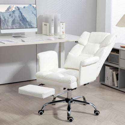 Ergonomische Bureaustoel – Kantoorstoel – Draaistoel – Werkstoel – Study Chair – Wit – Verstelbare Zithoogte – Ingebouwde Voetensteun