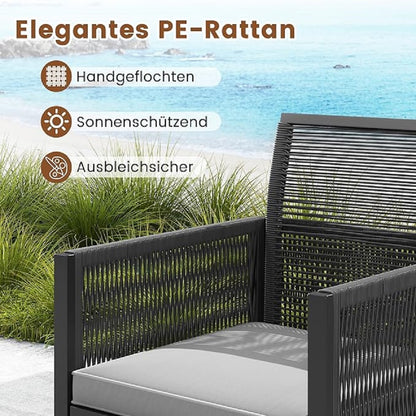 5-Delige Tuinmeubelset – Loungeset – Bistroset – Tuinmeubilair – Buitenmeubelen – Weerbestendig PE Rattan – Acaciahouten Koffietafel
