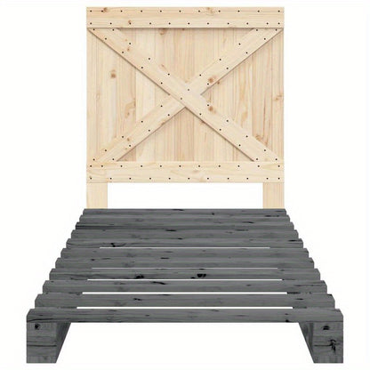 Grigio 90x200cm Wooden Bed Frame with Headboard - Solid Pine, Removable & Durable, Contemporary Style, No Assembly Required, Fits Standard Beds, Bedroom Furniture, Modern Bedroom Decor, Natural Wood Finish
