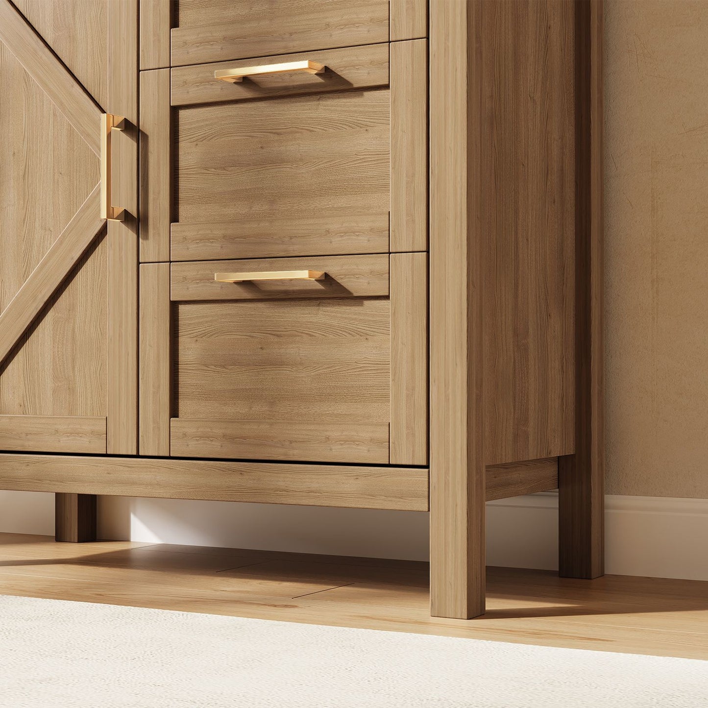 Modern Console Table with 3 Drawers & Adjustable Shelves - Multi-Purpose Storage Cabinet Suitable for Entryway, Living Room, Coffee Bar - Wood -Standing Sideboard with Ample Hidden & Visible Storage, Easy Assembly