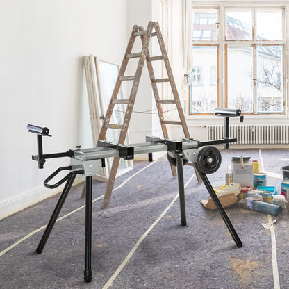 Zaagbok – Zaagstandaard – Werktafel – Afkortzaagbok – Zaagpaard – Verstelbaar tot 245 cm – Stevig Stalen Frame Zwart/Zilver