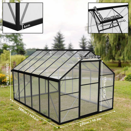 Kweekkas – Tuinkas – Broeikas – Serre – Plantenkas – 243,84x365,76 cm – Stevig Metalen Frame – Duurzame Transparante Plastic Folie